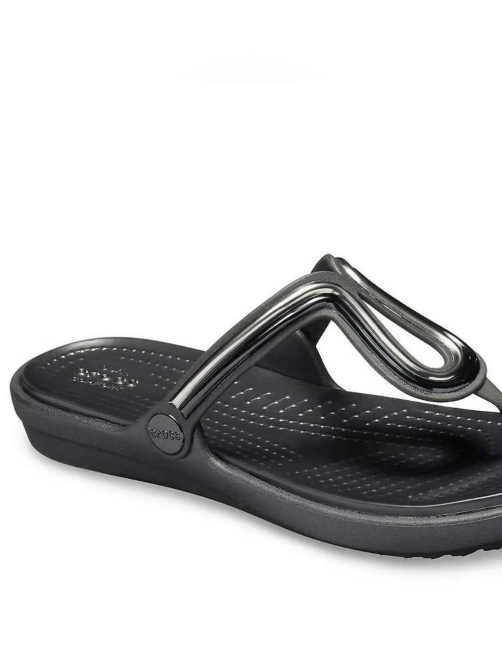 Crocs Sanrah Metal Block Flat Flip Flops Size 7